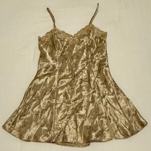 Victoria's Secret Floral Gold Satin Chemise XS